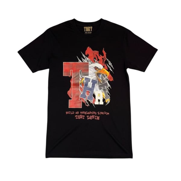 THRT Denim Eagle Graphic T-Shirt - Black 'Build An Everlasting Kingdom'