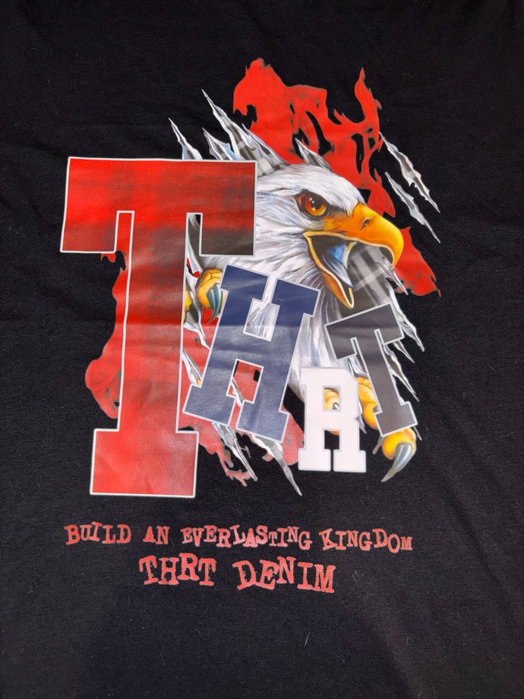 THRT Denim Eagle Graphic T-Shirt - Black 'Build An Everlasting Kingdom' 3
