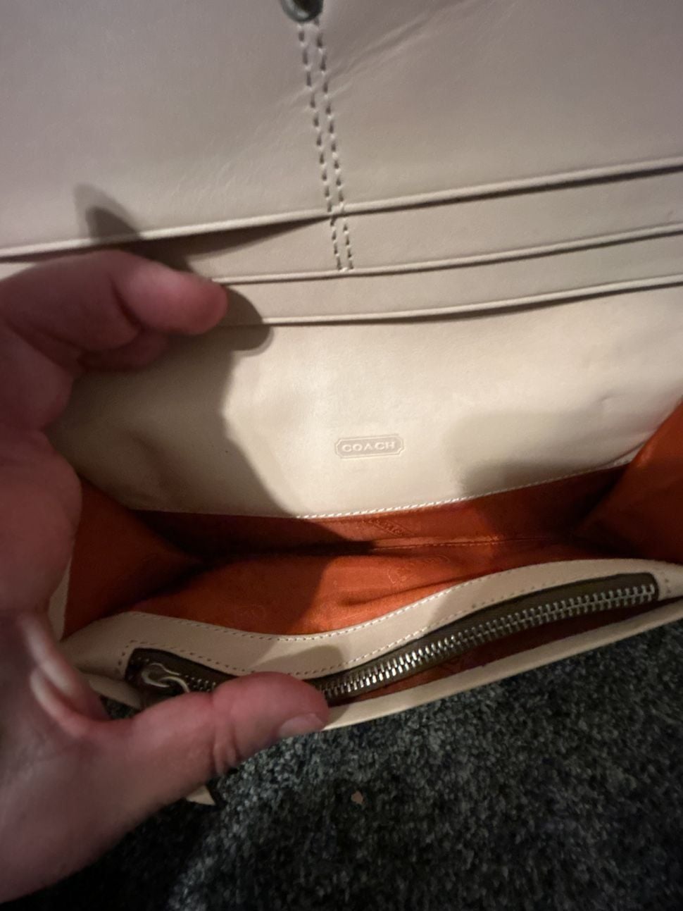Coach Vintage Signature Canvas Slim Envelope Wallet with Tan Leather Trim 4