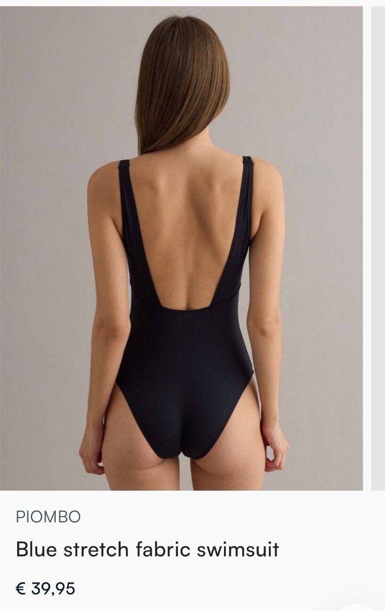 Size XL Massimo Piombo Women's Solid Navy V-Neck One-Piece Swimsuit 7