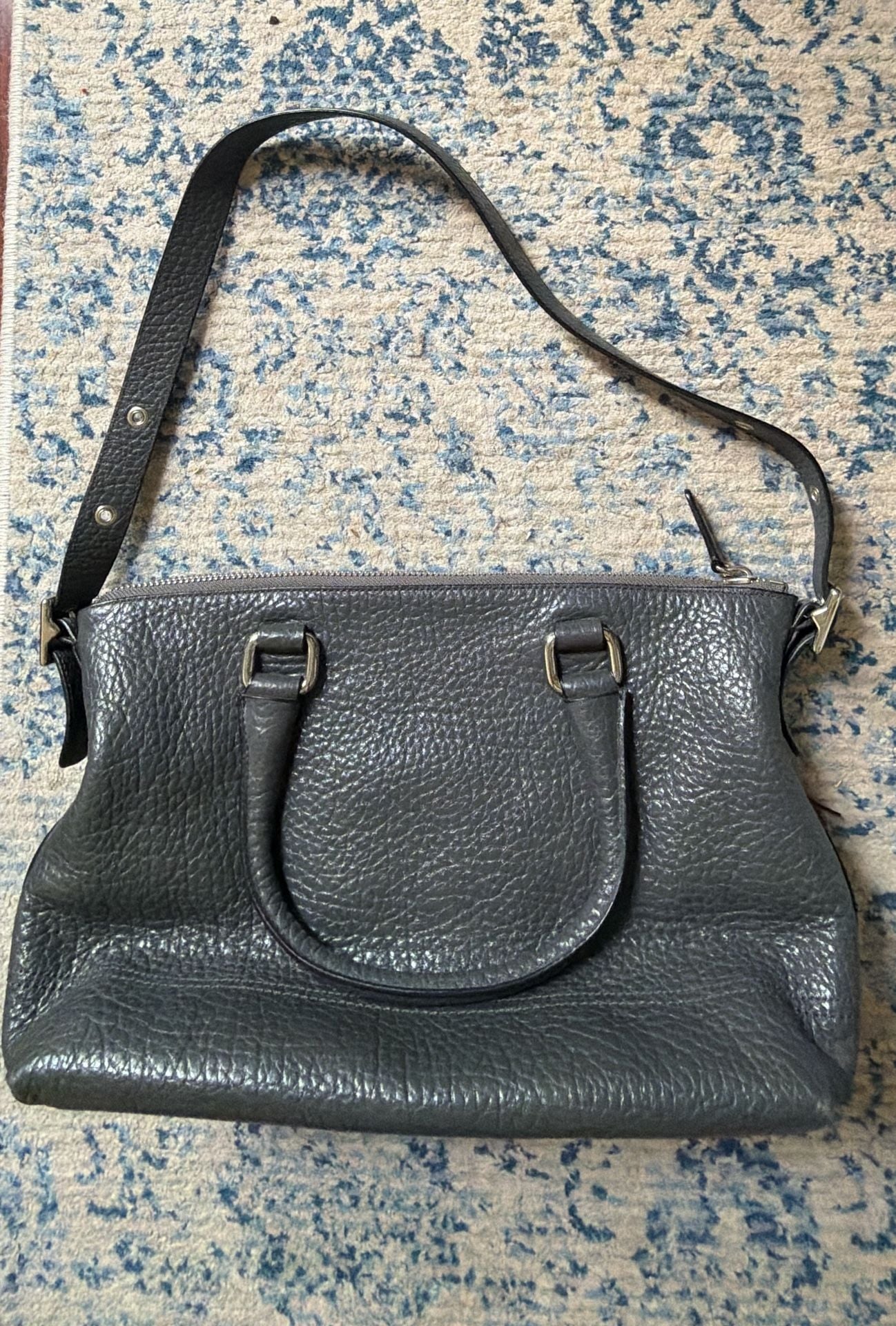 Coach Pebbled Leather Satchel with Tassel and Contrast Zipper 4