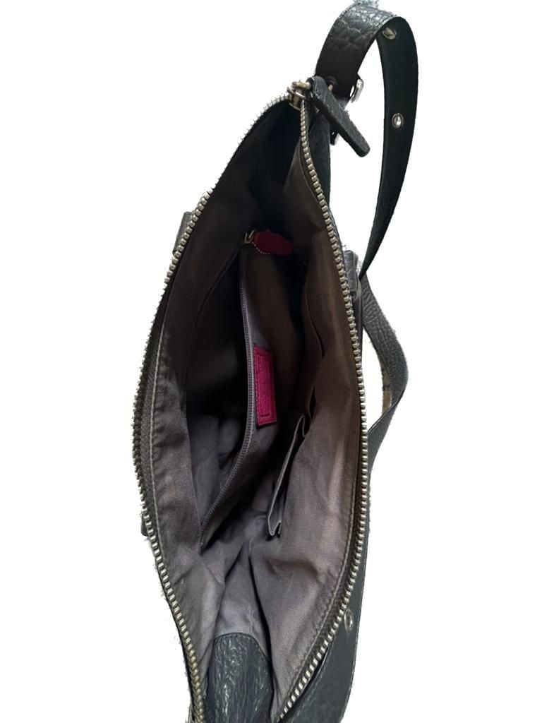 Coach Pebbled Leather Satchel with Tassel and Contrast Zipper 5
