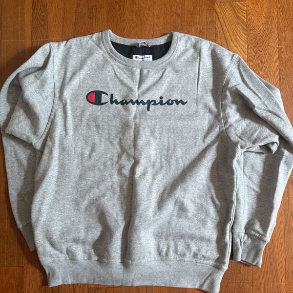 Champion Authentic Athleticwear Men's Script Logo Crewneck Sweatshirt in Grey