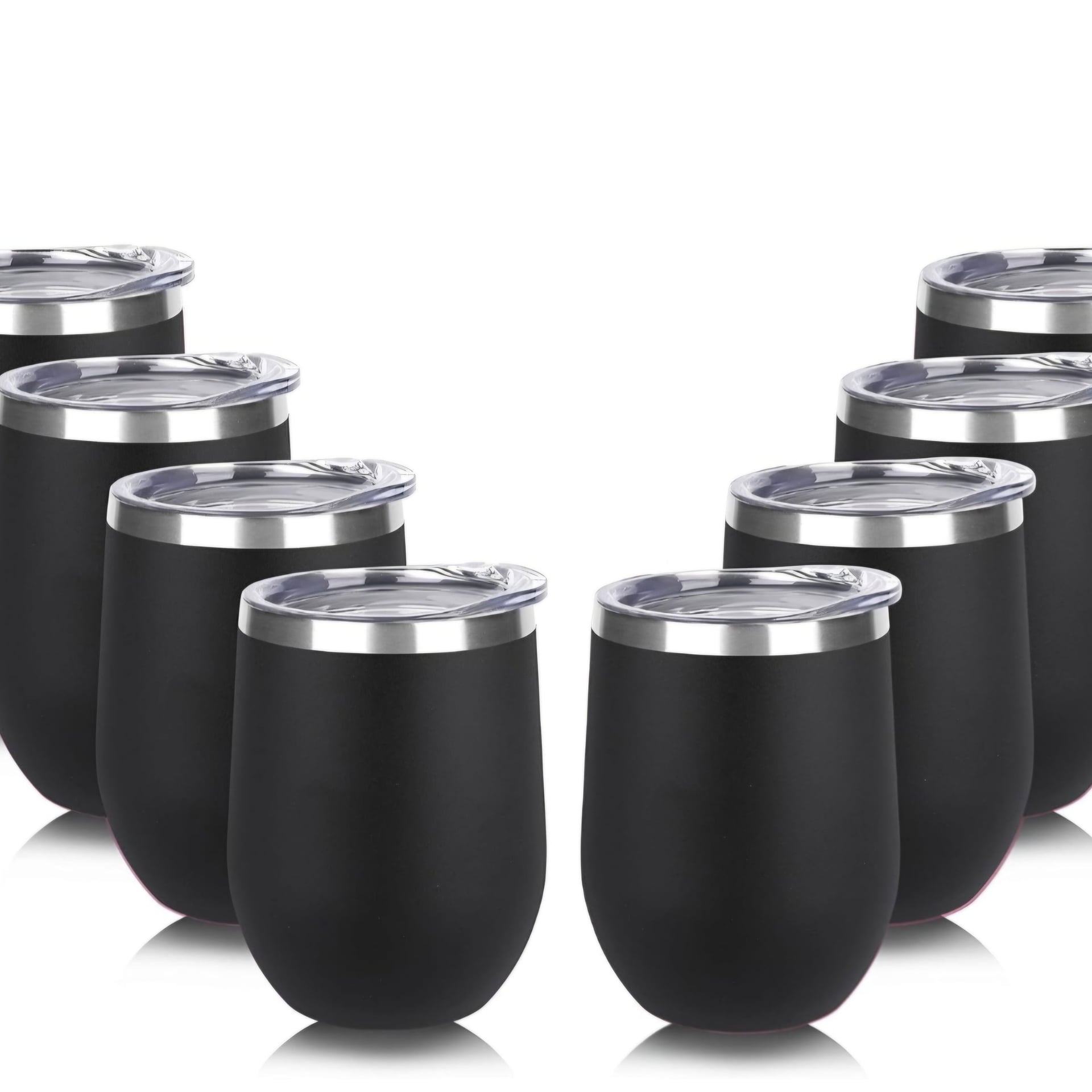 12oz Stainless Steel Double Wall Vacuum Insulated Stemless Wine Tumblers with Lid 1