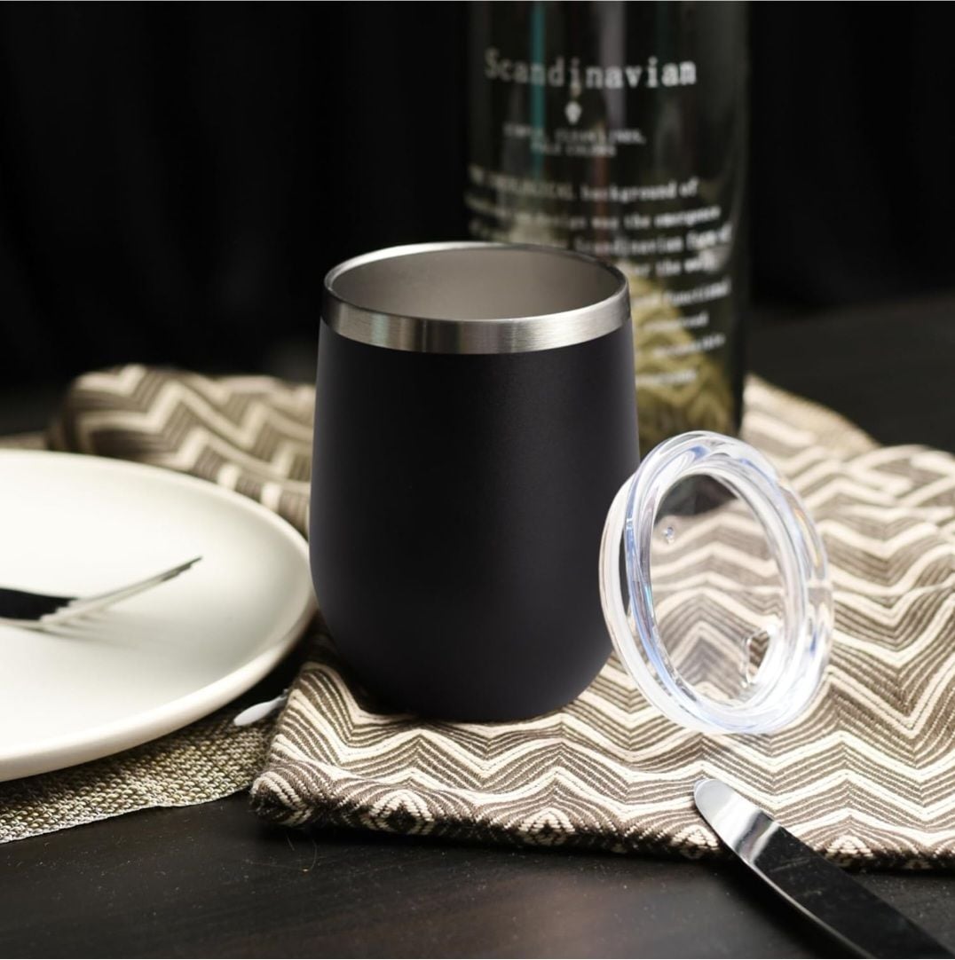 12oz Stainless Steel Double Wall Vacuum Insulated Stemless Wine Tumblers with Lid 5