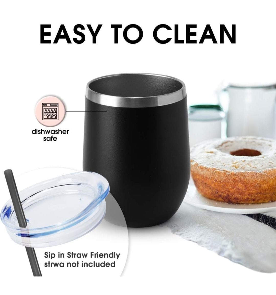 12oz Stainless Steel Double Wall Vacuum Insulated Stemless Wine Tumblers with Lid 9