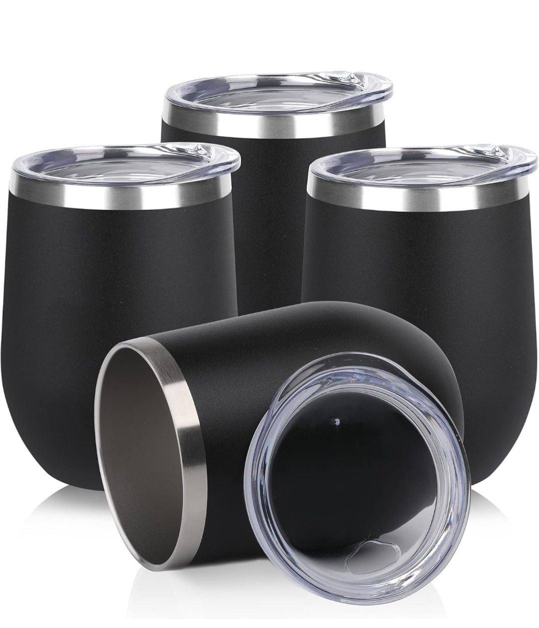 12oz Stainless Steel Double Wall Vacuum Insulated Stemless Wine Tumblers with Lid 12