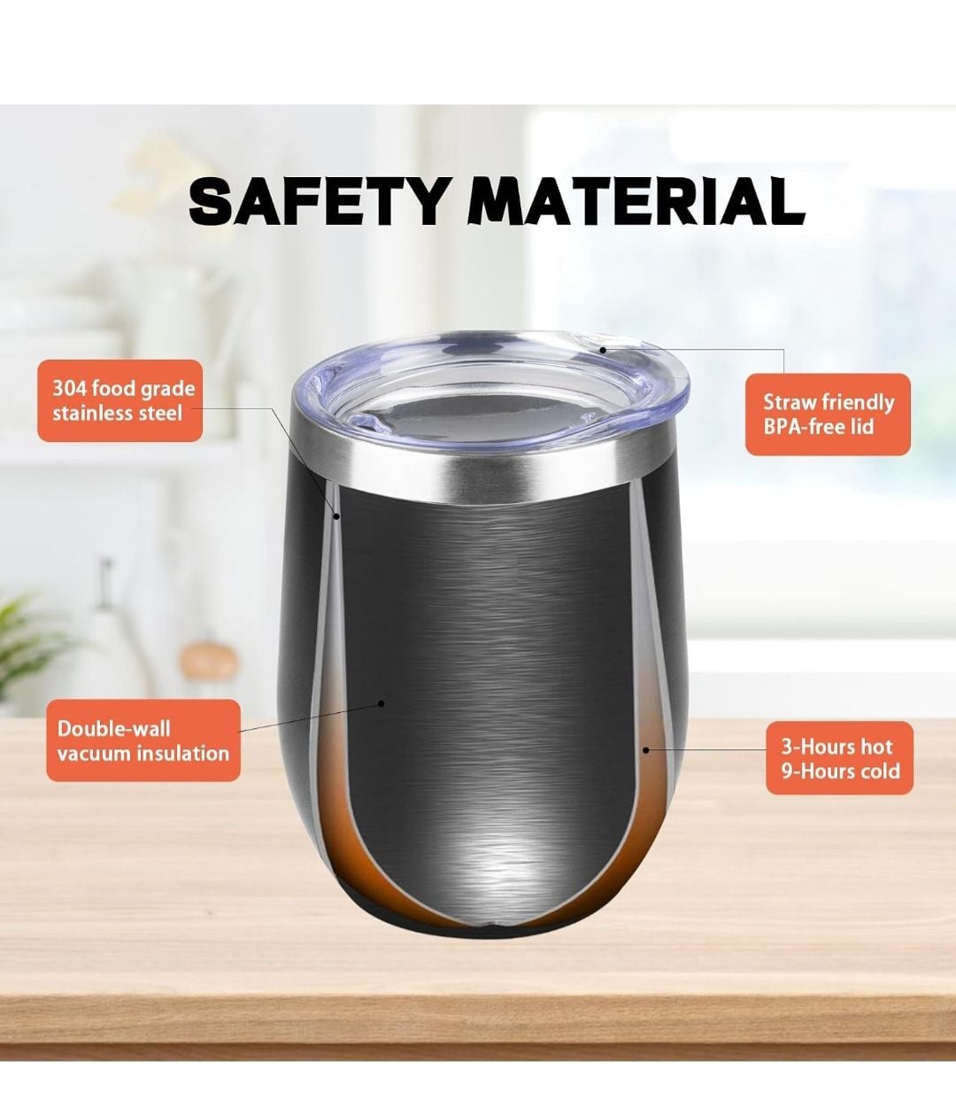 12oz Stainless Steel Double Wall Vacuum Insulated Stemless Wine Tumblers with Lid 15