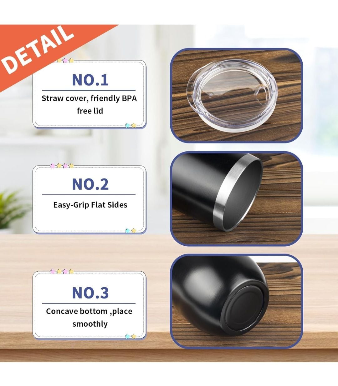12oz Stainless Steel Double Wall Vacuum Insulated Stemless Wine Tumblers with Lid 16