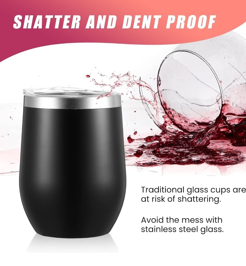 12oz Stainless Steel Double Wall Vacuum Insulated Stemless Wine Tumblers with Lid 20