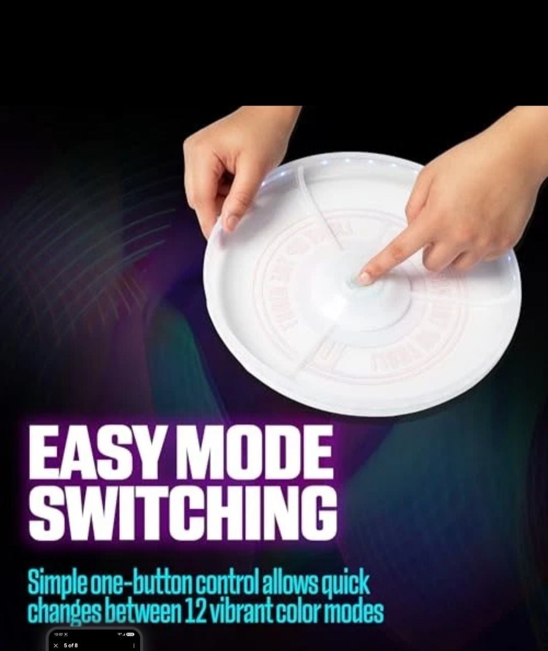 GlowCity Glider Rechargeable LED Flying Disc with 12 Lighting Modes 6