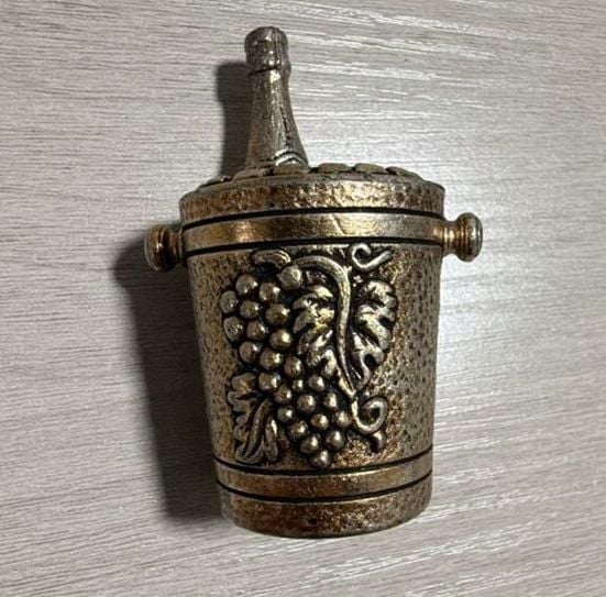 Vintage Spanish Pewter Grape Motif Champagne Bucket Cocktail Pick Holder 1