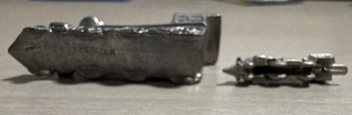 Vintage Miniature Pewter Train Locomotive Figurines, 2-Piece Set 4