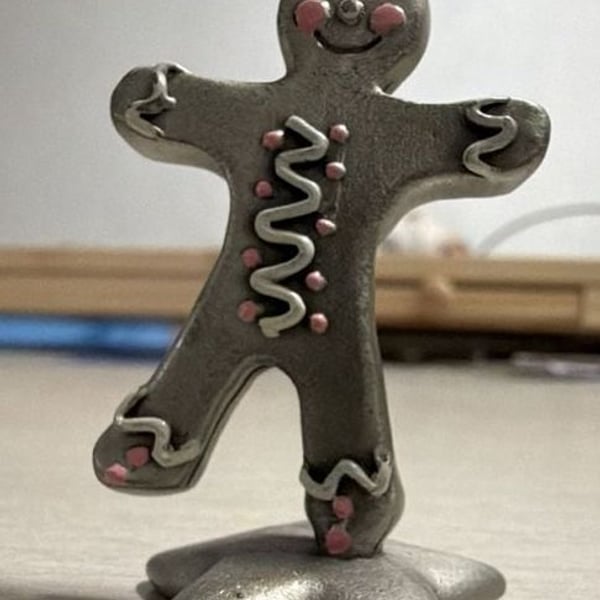 Vintage 1983 Hudson Fine Pewter Gingerbread Man Figurine