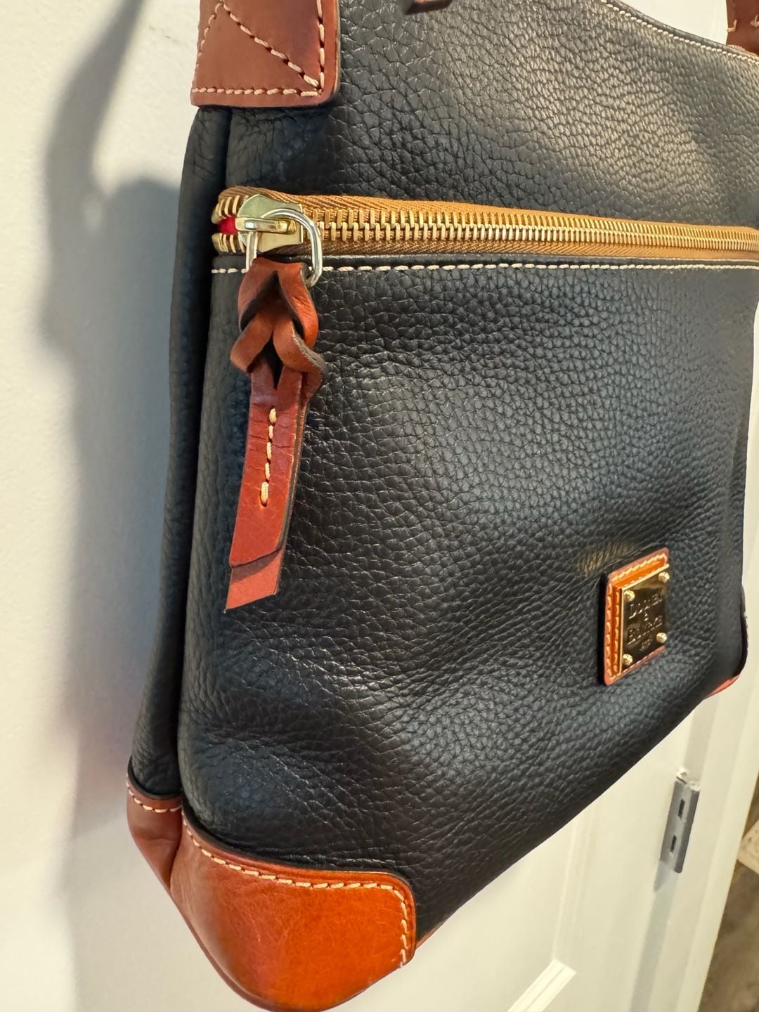 Dooney & Bourke Pebble Grain Leather Crossbody Bag in Black/Tan 4