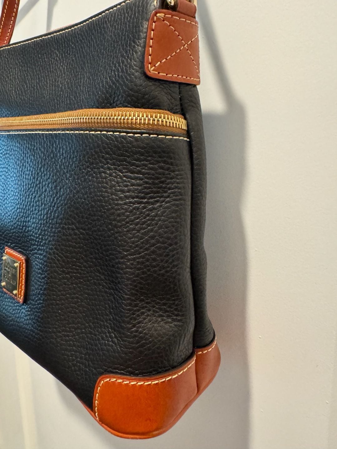 Dooney & Bourke Pebble Grain Leather Crossbody Bag in Black/Tan 5