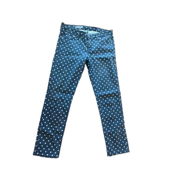 AG Adriano Goldschmied The Stevie Polka Dot Slim Straight Leg Jeans Sz 28r