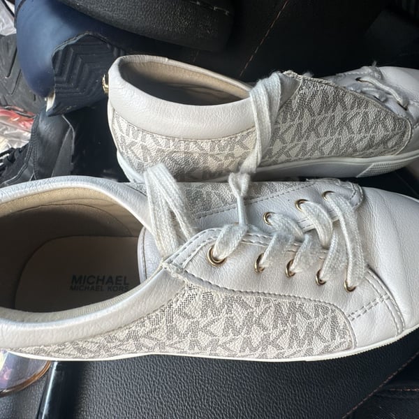 Buy Michael Kors IVY REBECA Monogram Printed Lace Up Sneakers In White