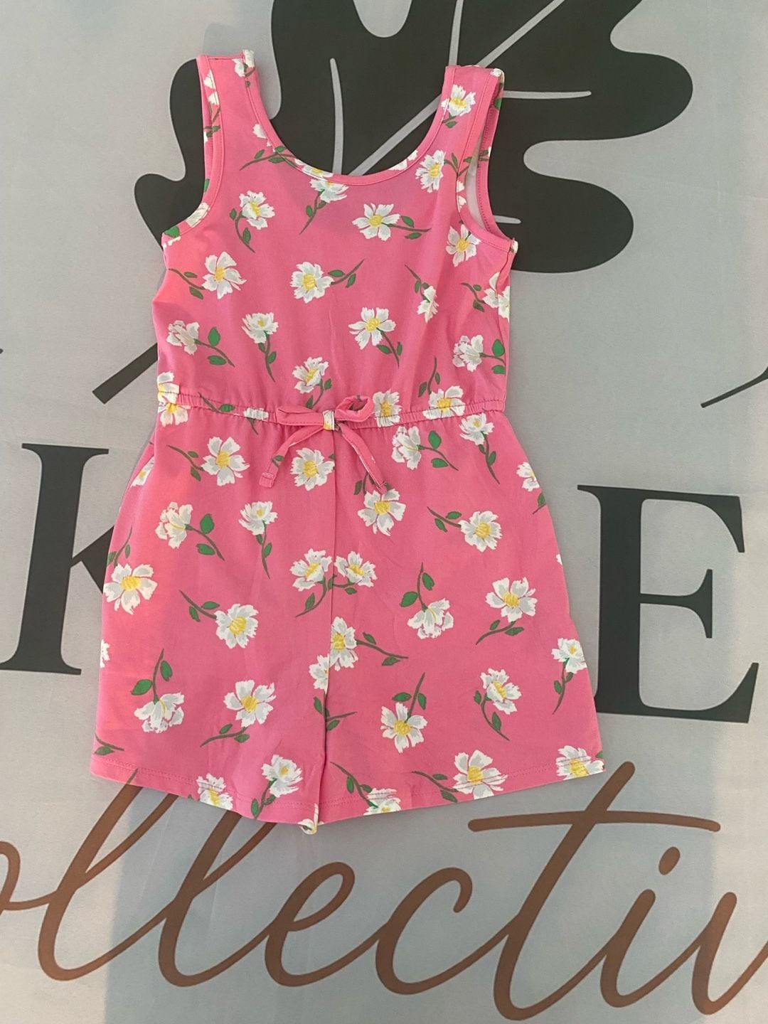 Zunie Girl Pink Floral Daisy Print Sleeveless Romper 3