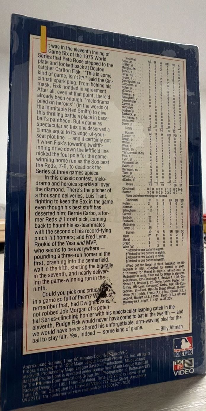 1975 World Series Game 6 Boston Red Sox / Cincinnati Reds VHS (Baseball's Greatest Games) 2