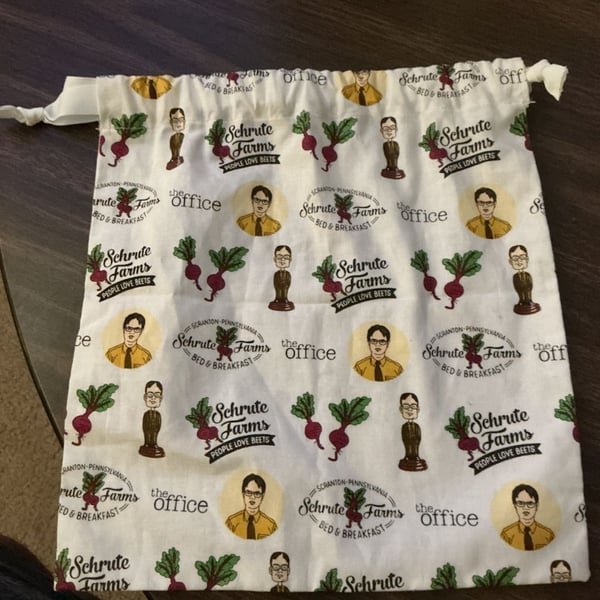 The Office Schrute Farms Cotton Fabric Drawstring Pouch/Gift Bag