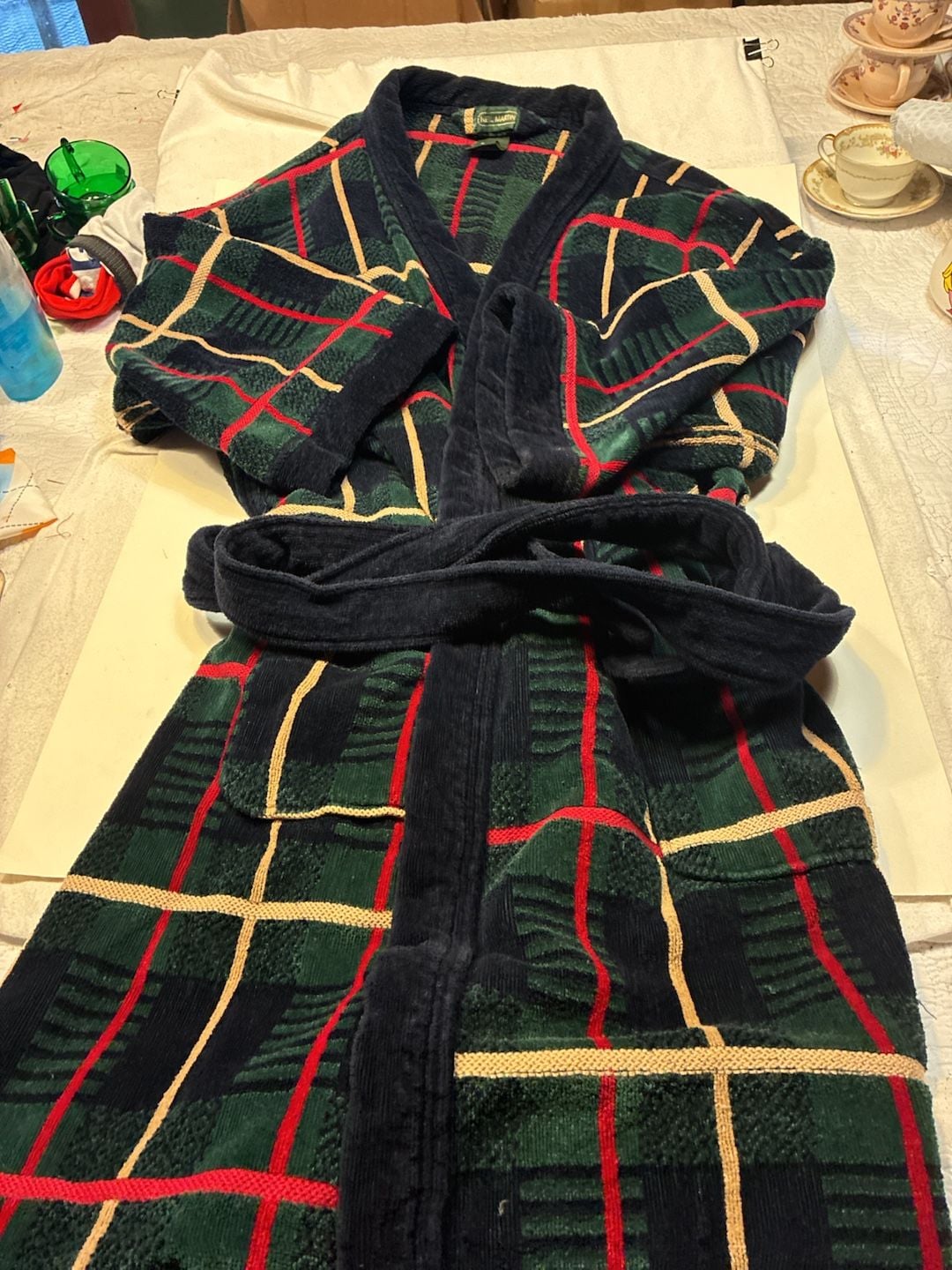 Neil Martin Vintage Men's Terry Cloth Plaid Bathrobe 1