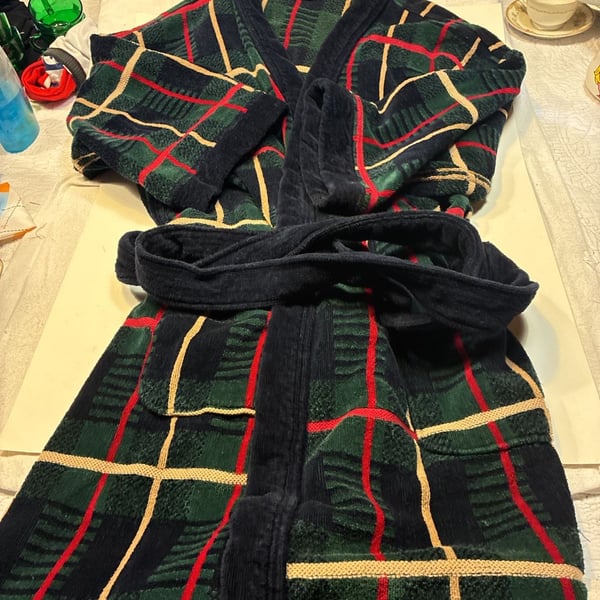 Neil Martin Vintage Men's Terry Cloth Plaid Bathrobe