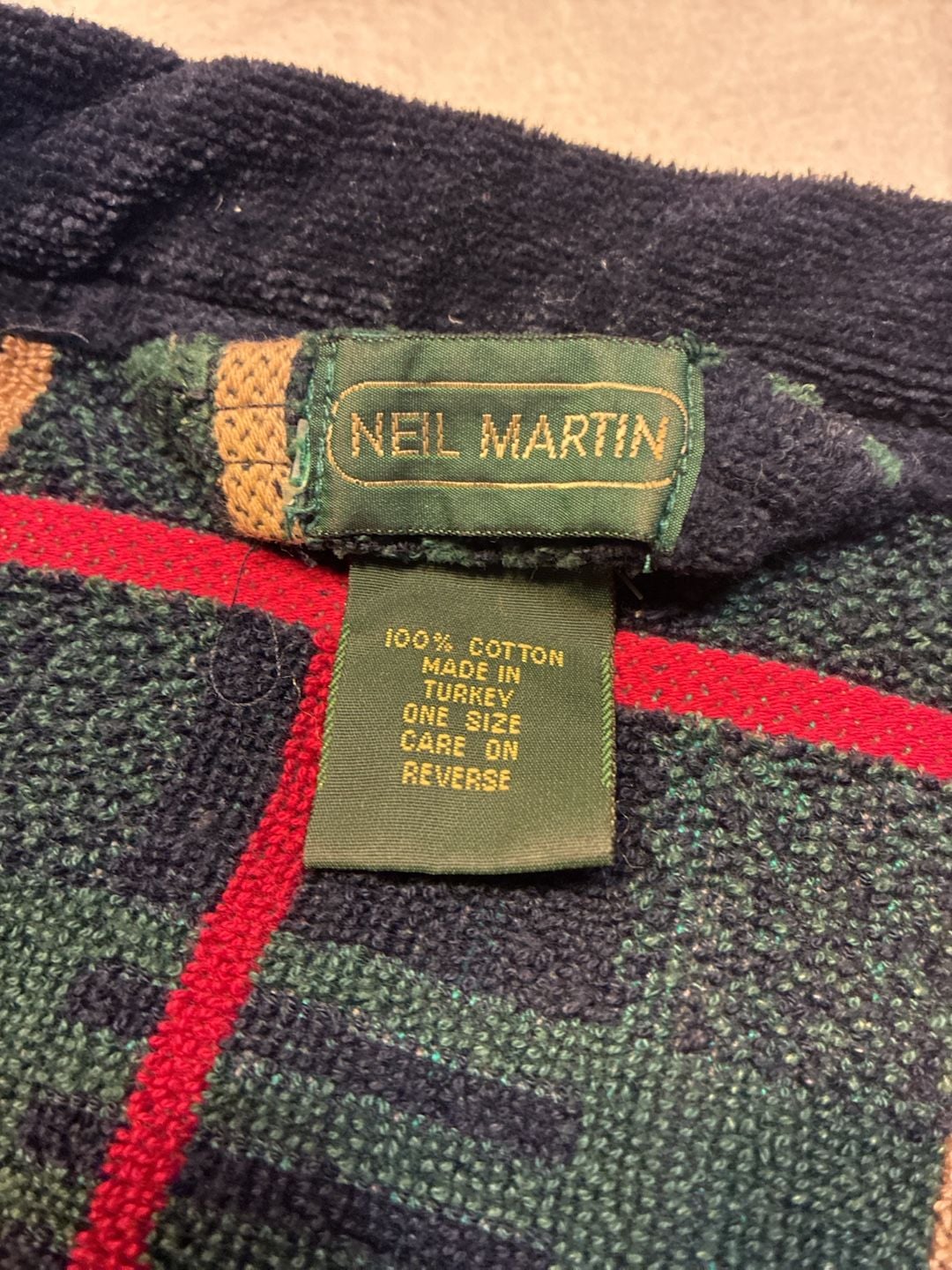 Neil Martin Vintage Men's Terry Cloth Plaid Bathrobe 2