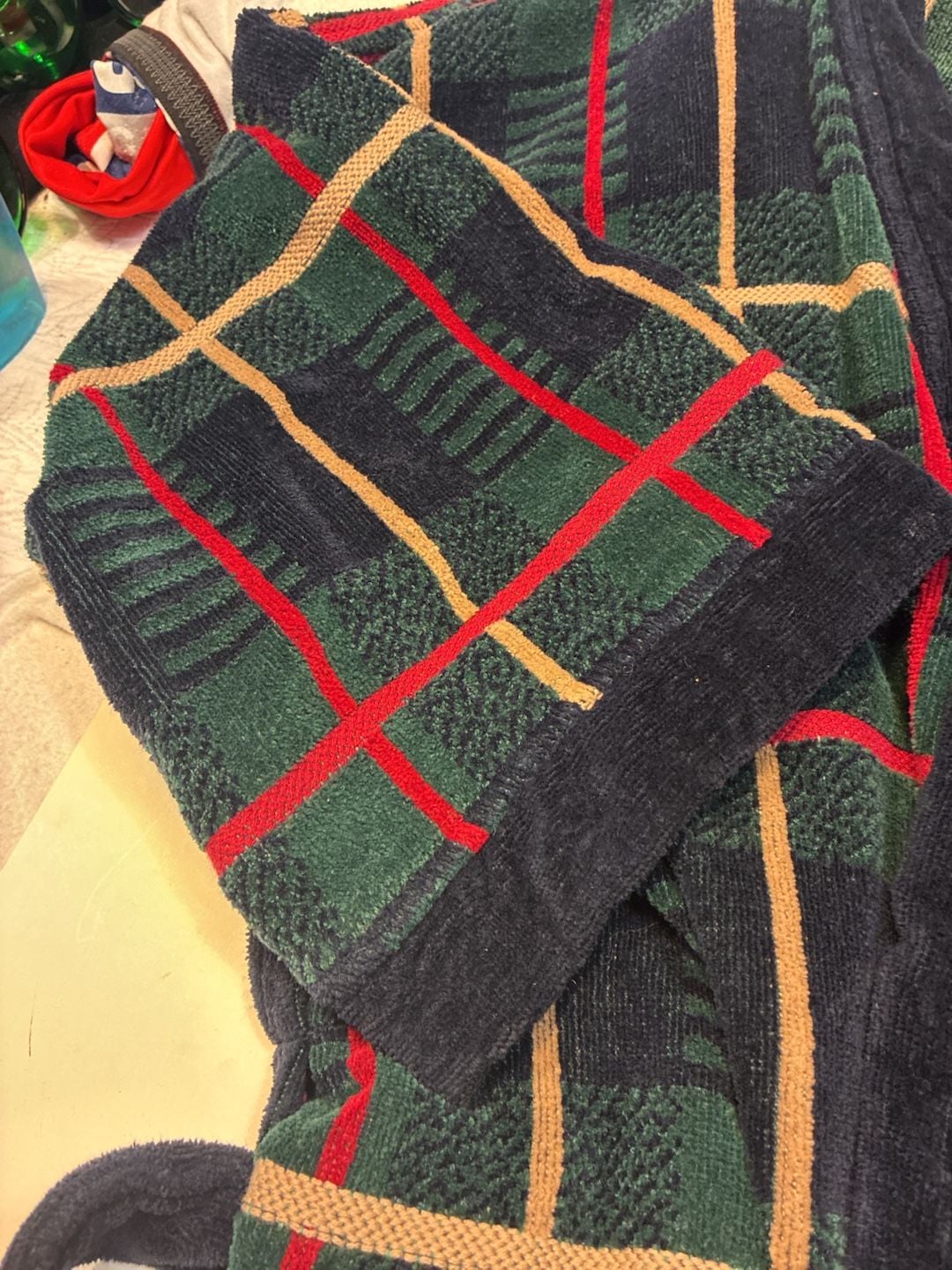 Neil Martin Vintage Men's Terry Cloth Plaid Bathrobe 5