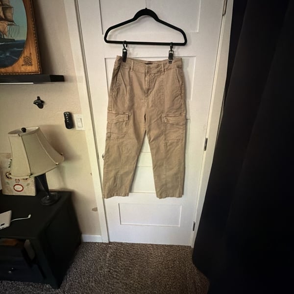 Well Worn Women's Wide Leg Cargo Utility Pants in Beige