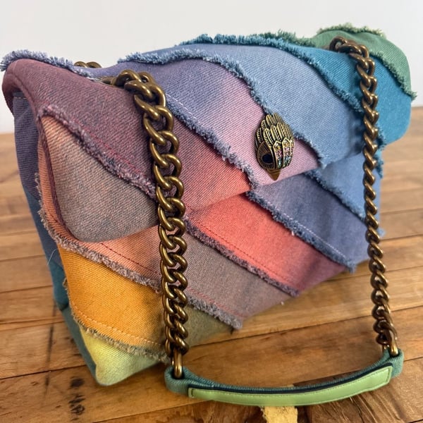 Kurt Geiger London The Kensington Rainbow Denim Patchwork Shoulder Bag