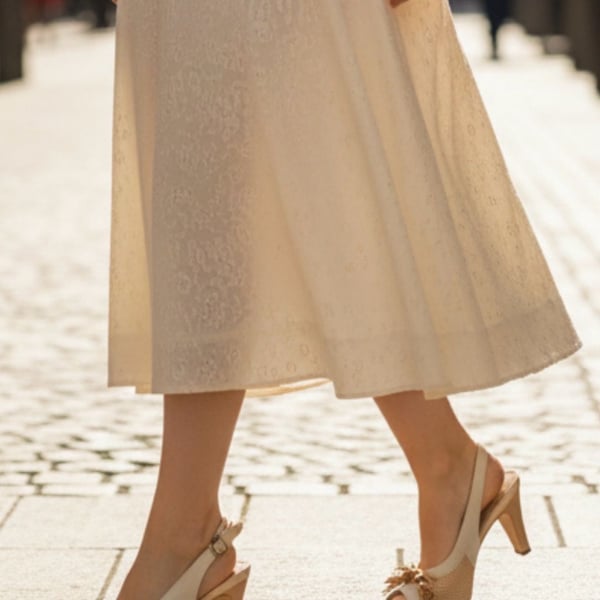 Adrienne Vittadini Women's Beige Perforated Peep-Toe Slingback Heels