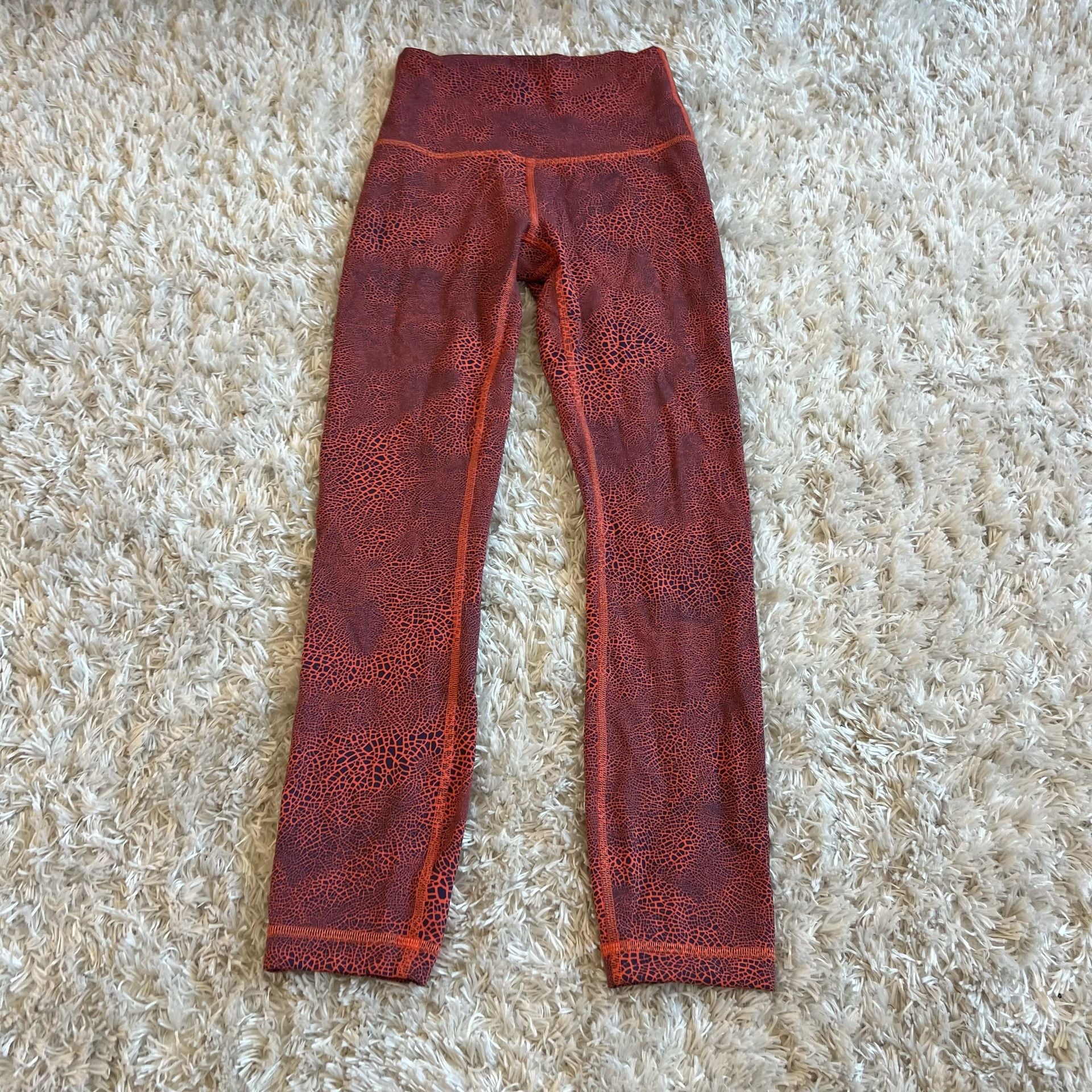 Lululemon Wunder Train High-Rise Crop in Crackle Glaze Vintage Orange Larkspur 7