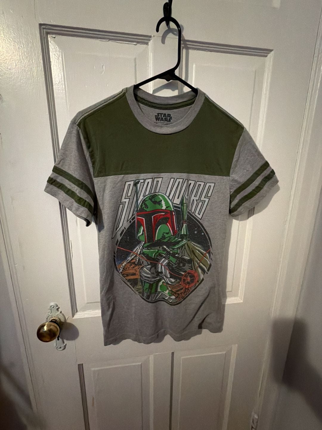 Star Wars Boba Fett Graphic Striped Crewneck T-Shirt 1