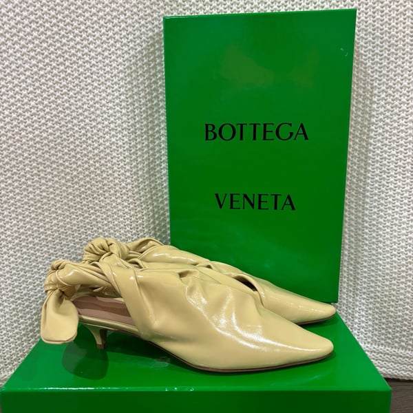 Bottega Veneta Bunnie Kitten Heel Mules in Butter Yellow