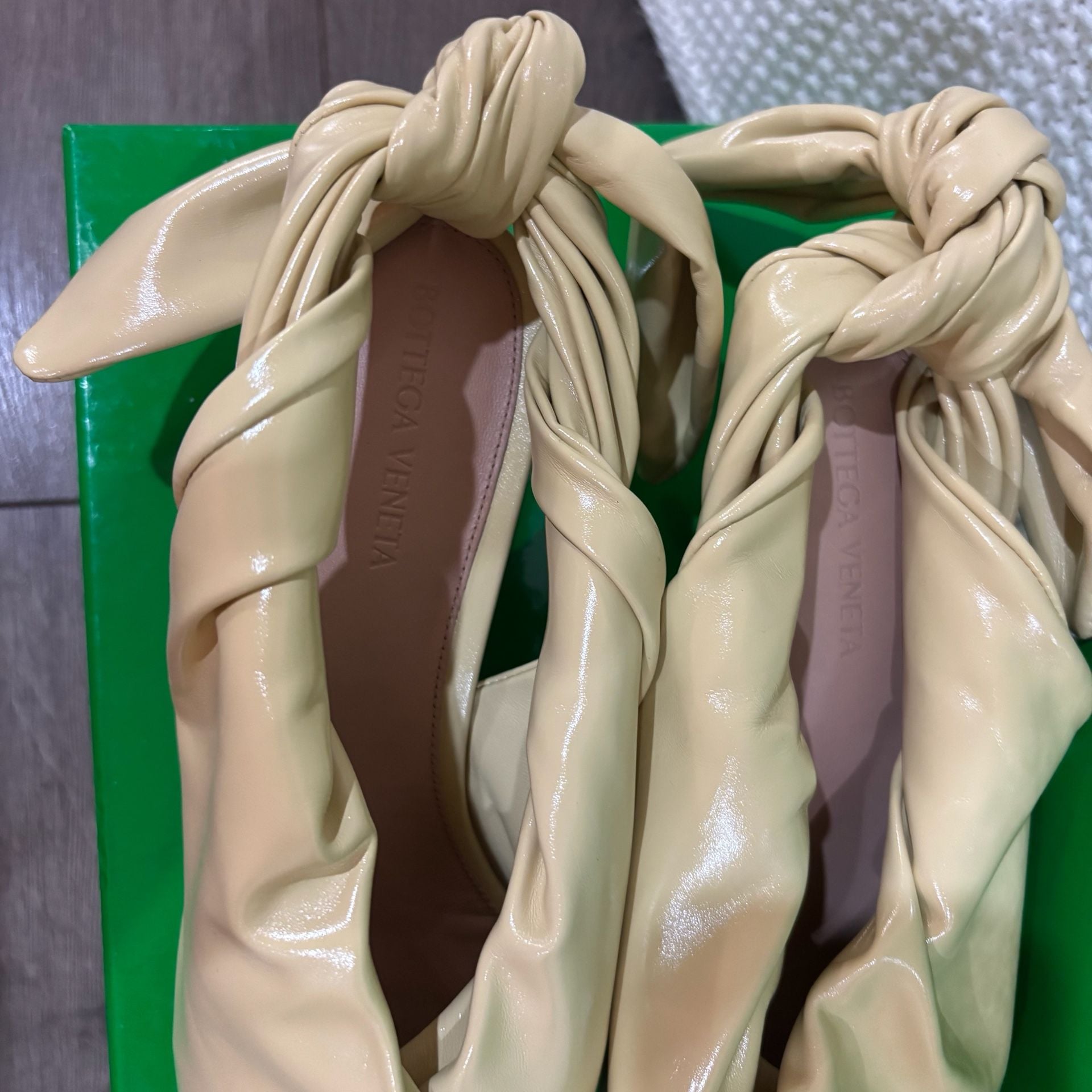 Bottega Veneta Bunnie Kitten Heel Mules in Butter Yellow 3