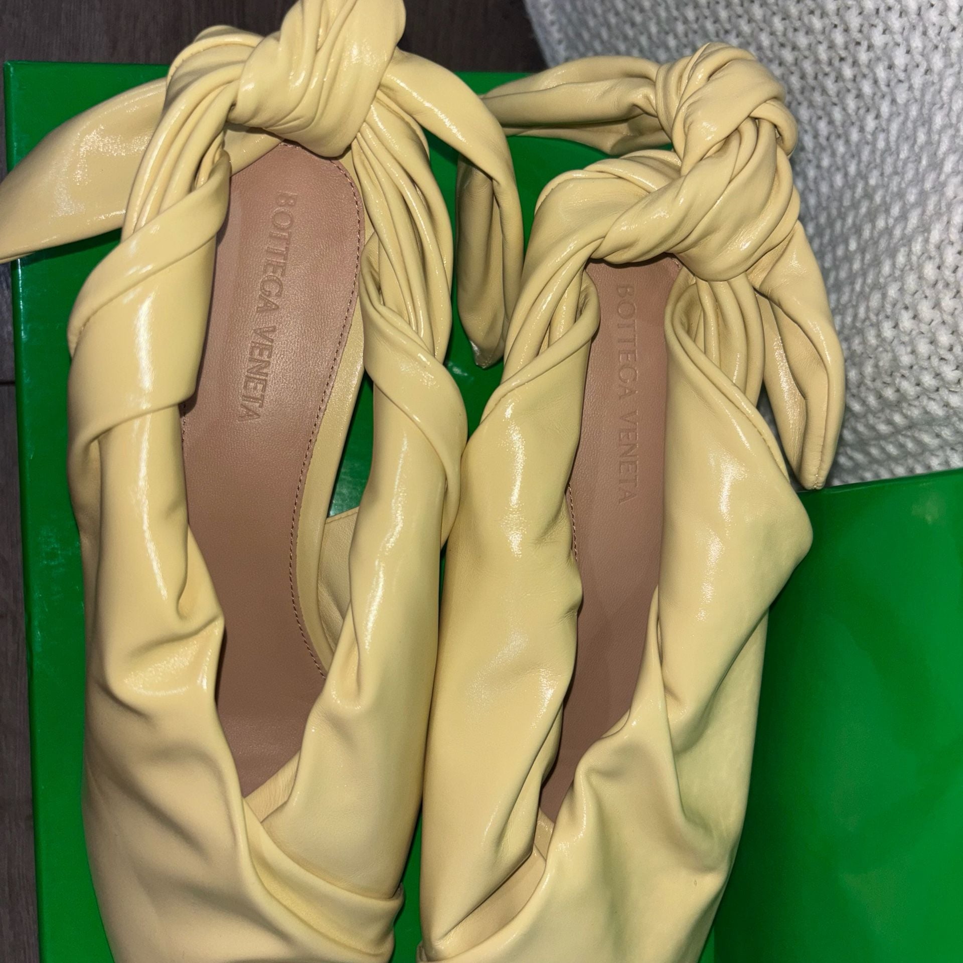 Bottega Veneta Bunnie Kitten Heel Mules in Butter Yellow 4