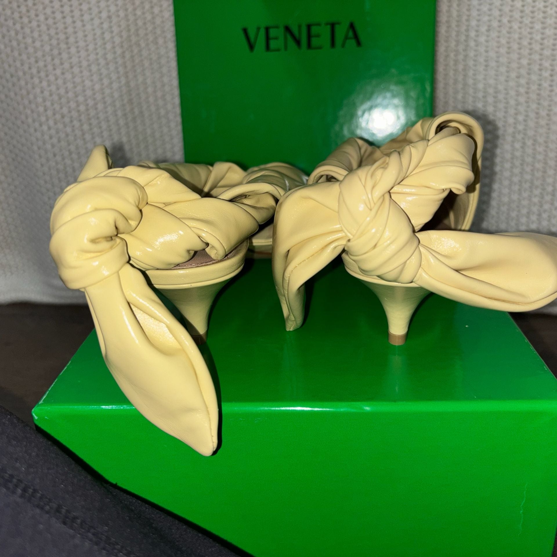 Bottega Veneta Bunnie Kitten Heel Mules in Butter Yellow 5