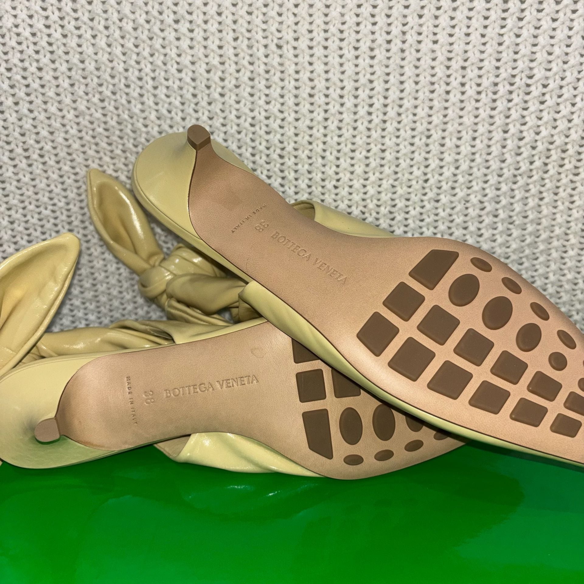 Bottega Veneta Bunnie Kitten Heel Mules in Butter Yellow 6