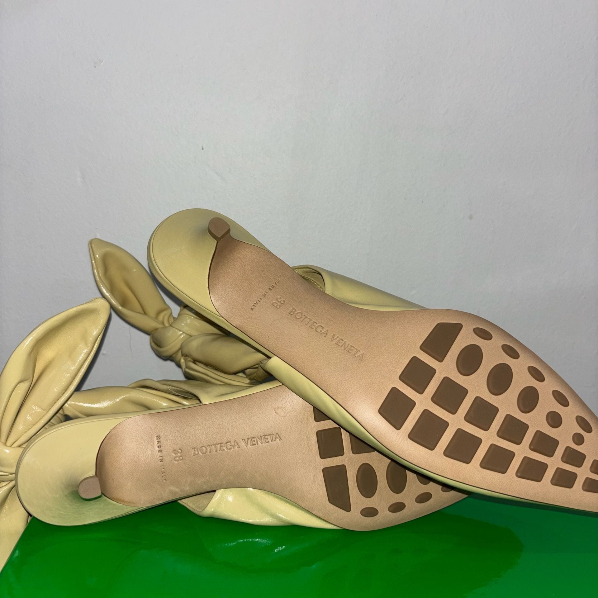 Bottega Veneta Bunnie Kitten Heel Mules in Butter Yellow 7