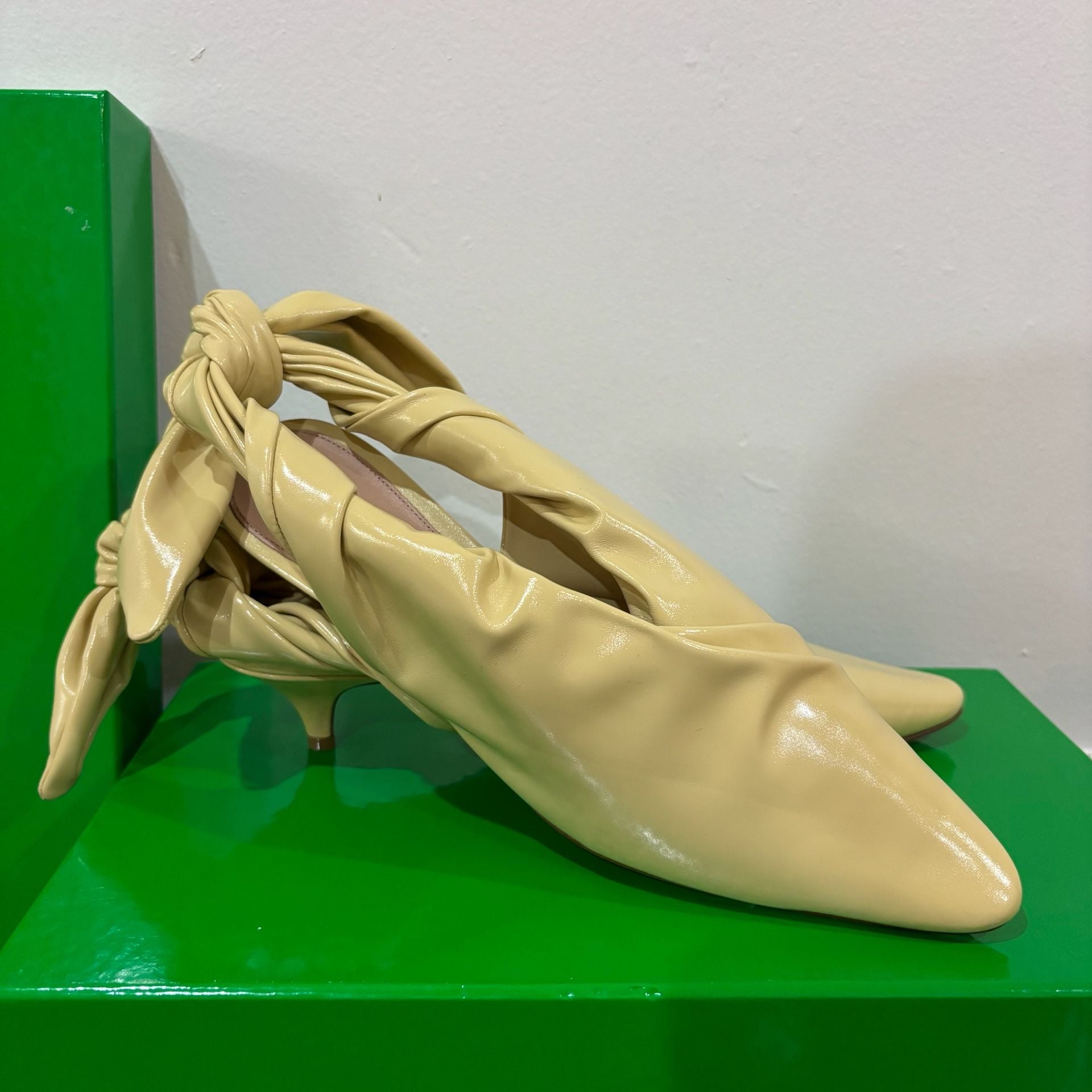 Bottega Veneta Bunnie Kitten Heel Mules in Butter Yellow 8
