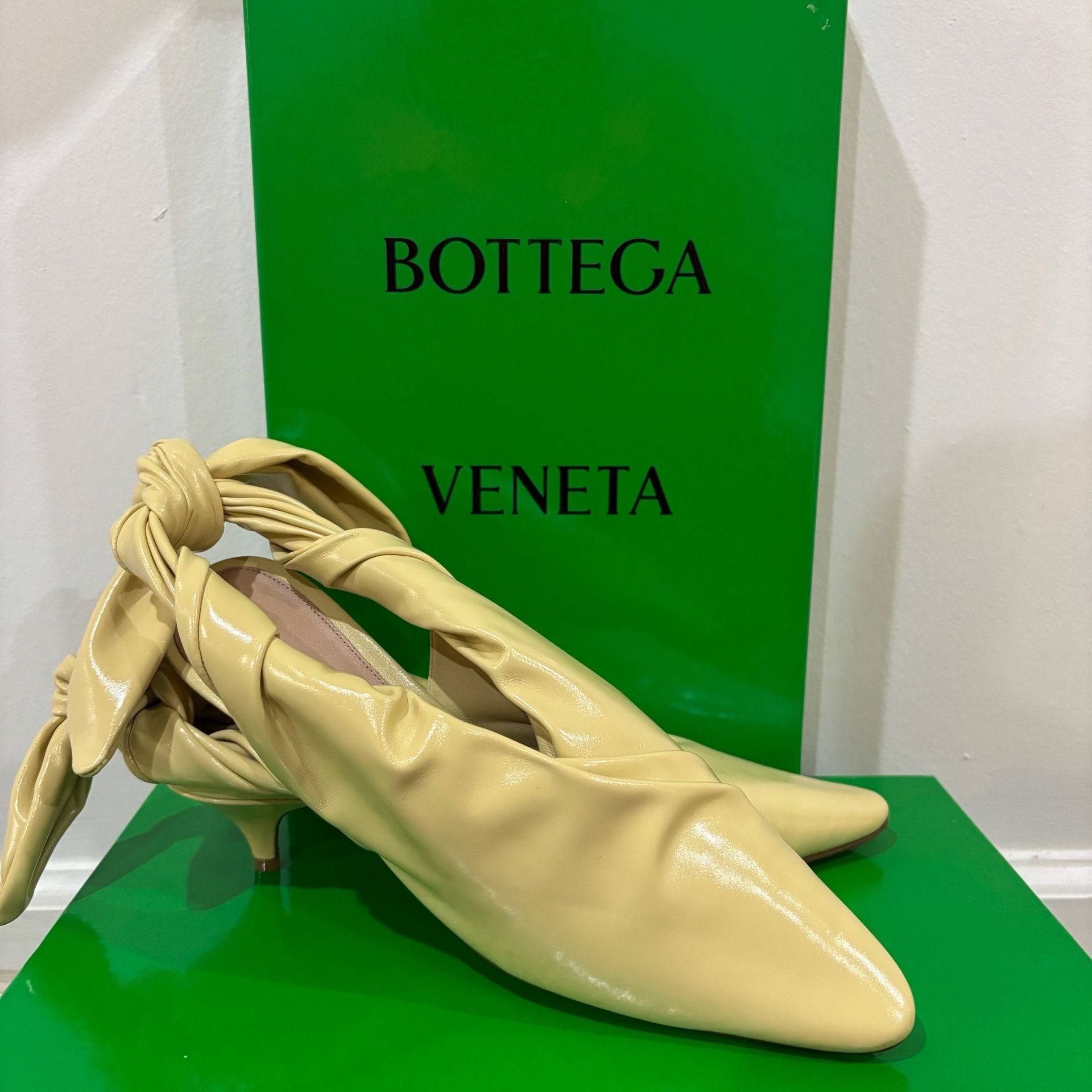 Bottega Veneta Bunnie Kitten Heel Mules in Butter Yellow 9
