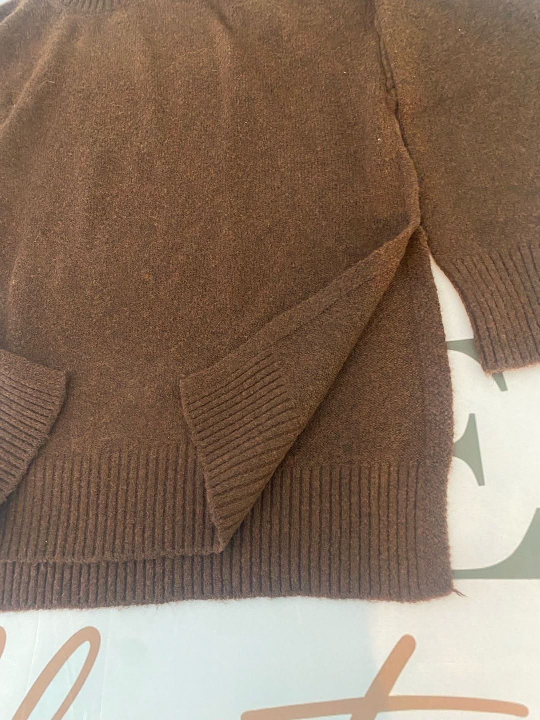 Women's Brown Mock Neck Knit Sweater and Matching Pants Lounge Set 4