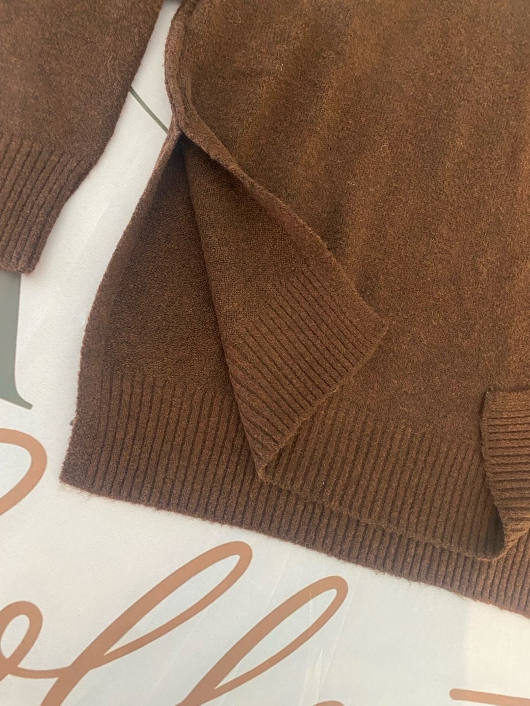 Women's Brown Mock Neck Knit Sweater and Matching Pants Lounge Set 5