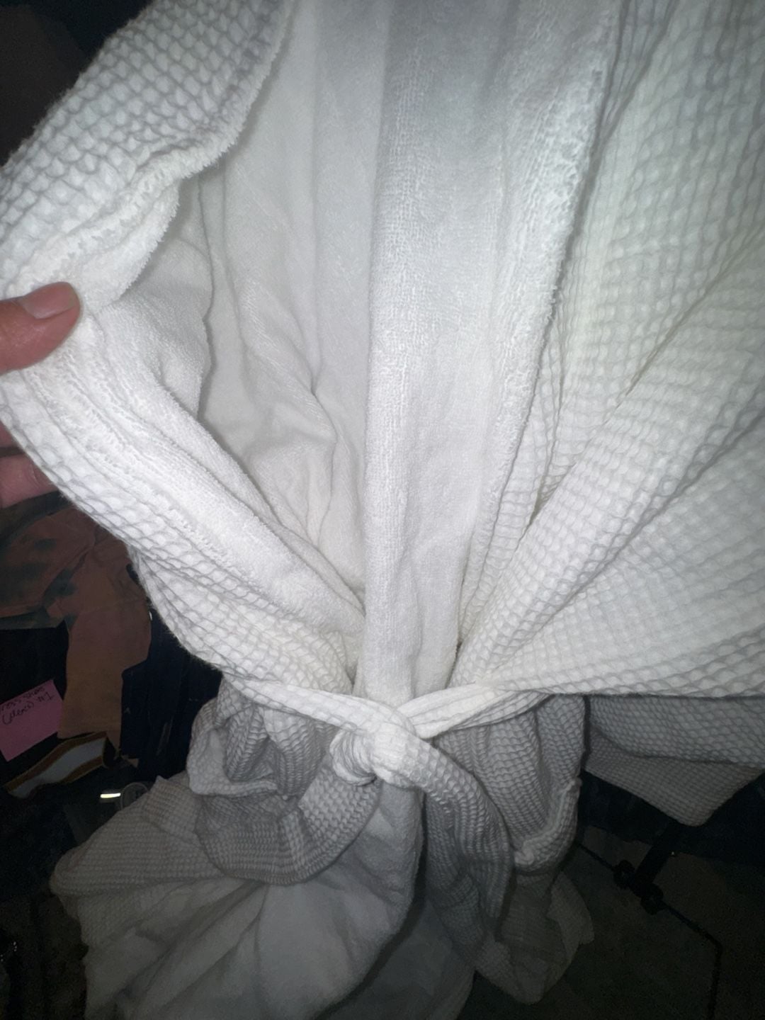 Waffle Knit 100% Cotton Robe, Above-knee Lounge Robe - , 4