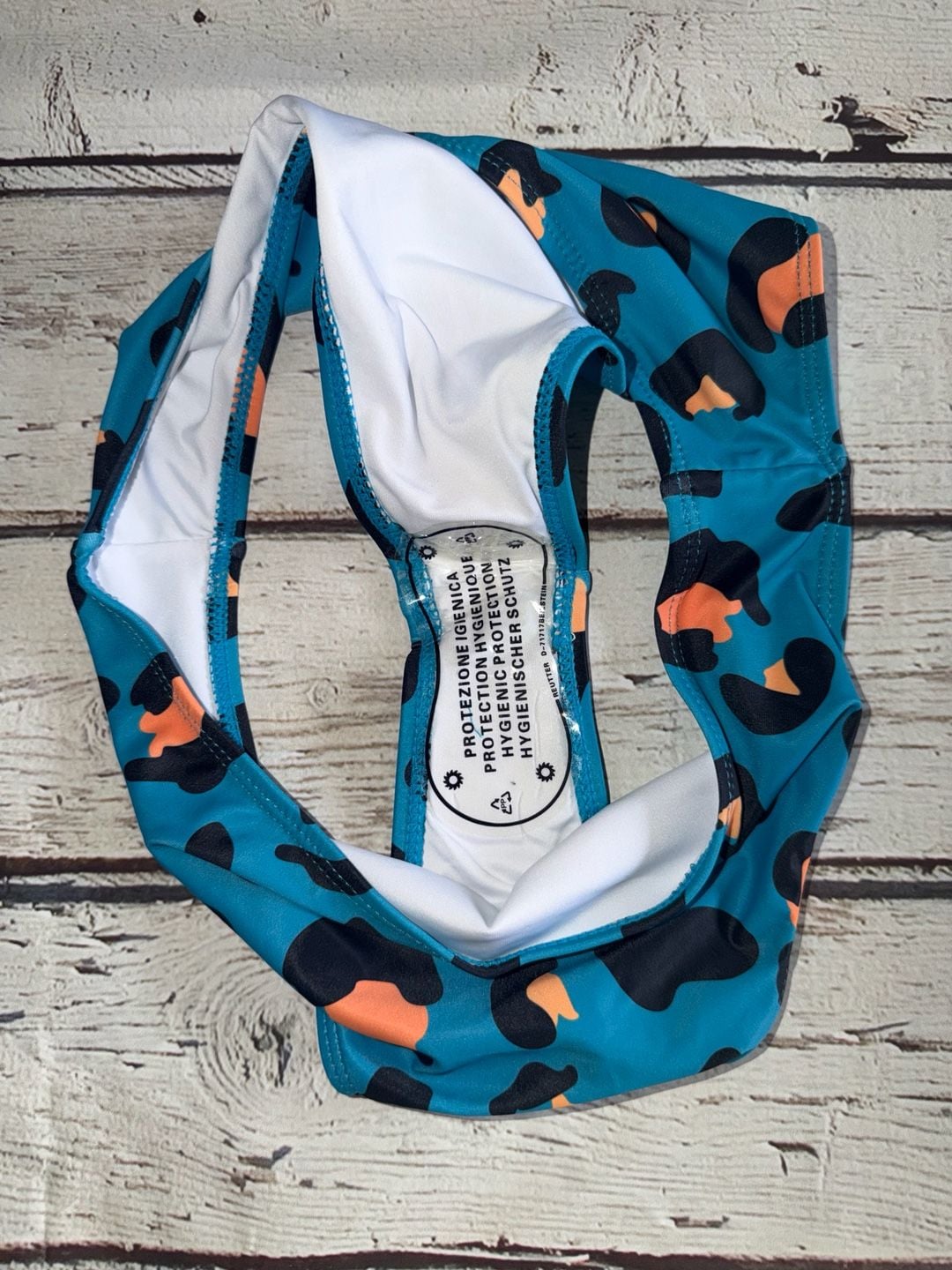 Blue and Orange Leopard Print High-Waisted Bikini Set 5