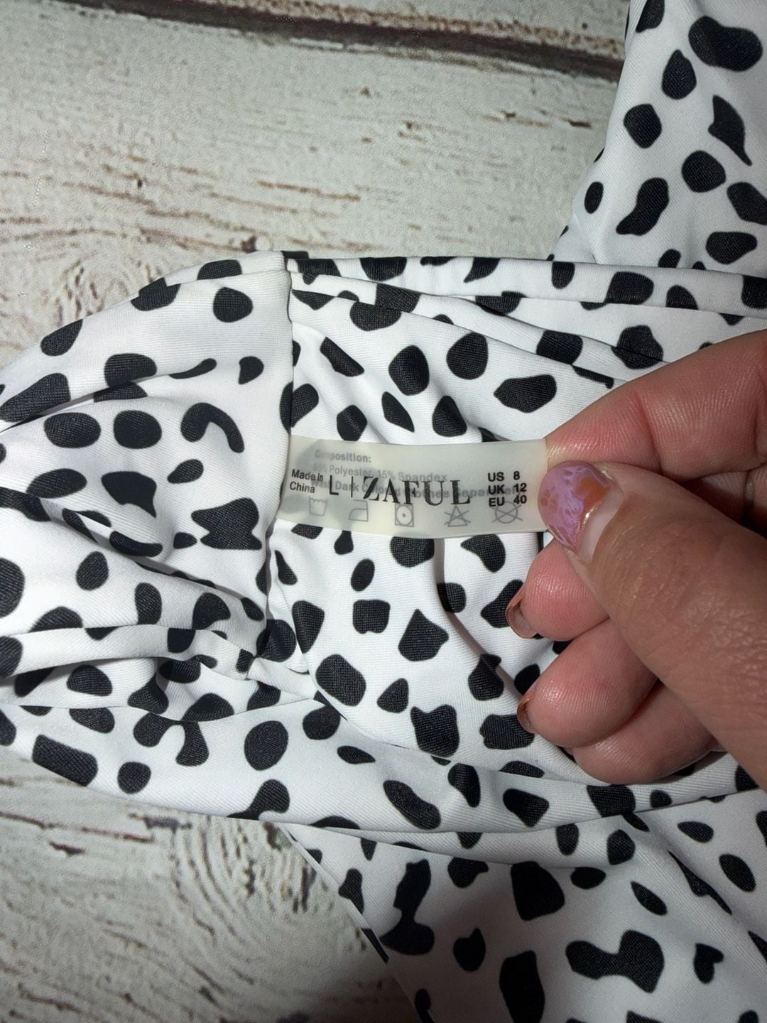 Zaful Dalmatian Animal Print Bandeau Bikini Set with Buckle Detail 7