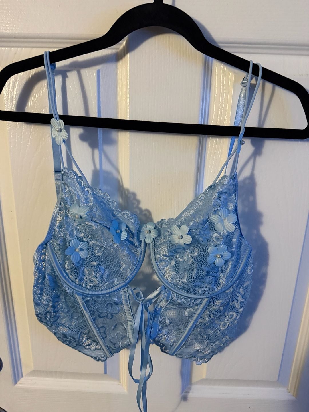 For Love & Lemons Blue Bell Bustier Bra with Floral Appliqué 1