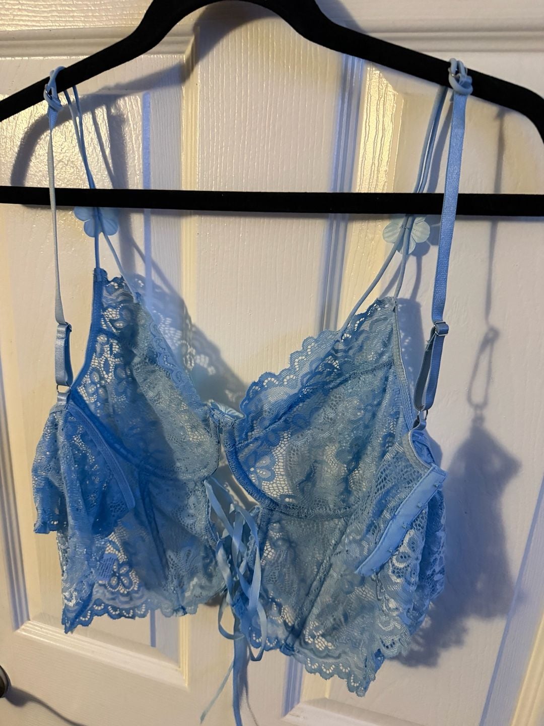 For Love & Lemons Blue Bell Bustier Bra with Floral Appliqué 3