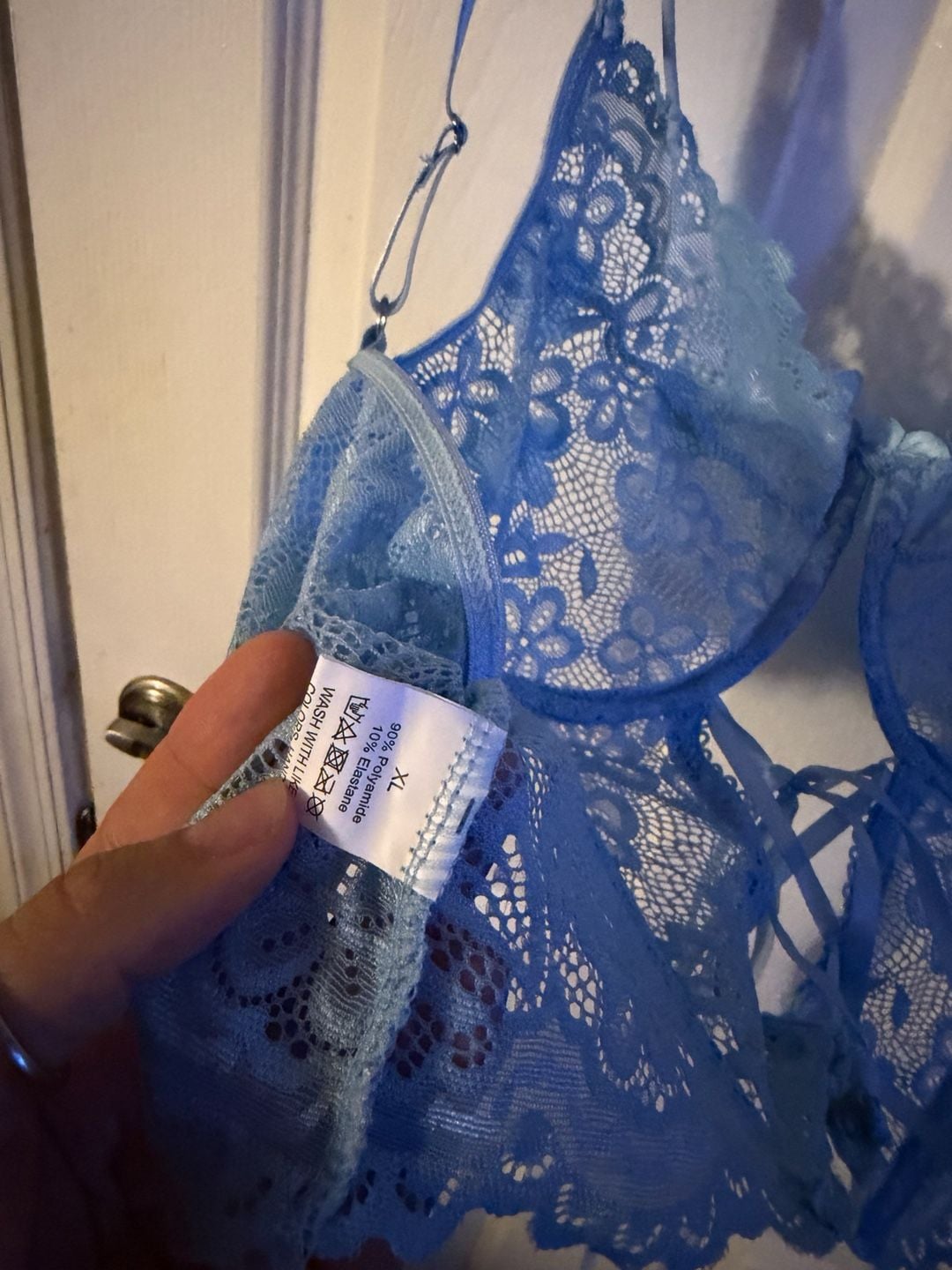For Love & Lemons Blue Bell Bustier Bra with Floral Appliqué 7